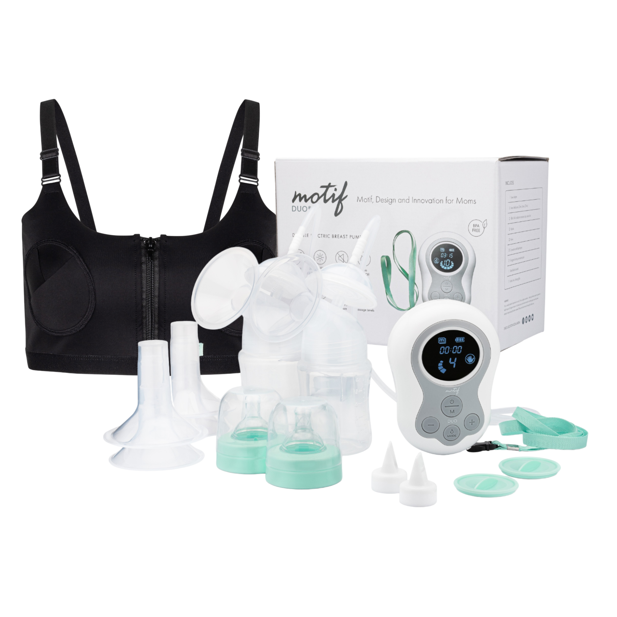 Motif Duo Double Electric Breast Pump with Hands Free Pumping Bra Motif Duo Double Electric Breast Pump with Hands Free Pumping Bra