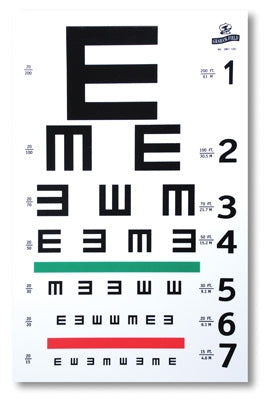 Custom Printable Snellen Eye Test Chart, 6 Feet, Plastic