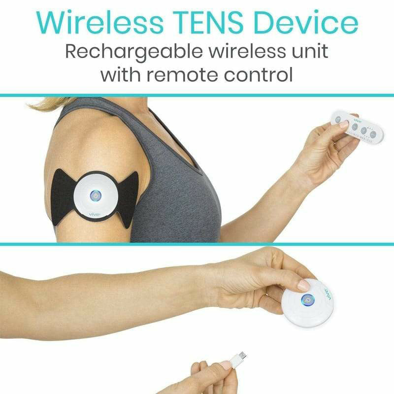 Vive Tens Unit Electrotherapy Muscle Stimulator Rechargeable Black