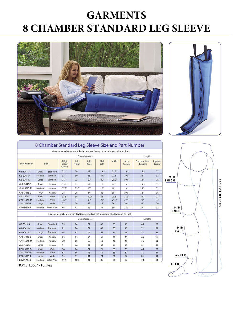 8 Chamber Compression Leg Garment - Narrow