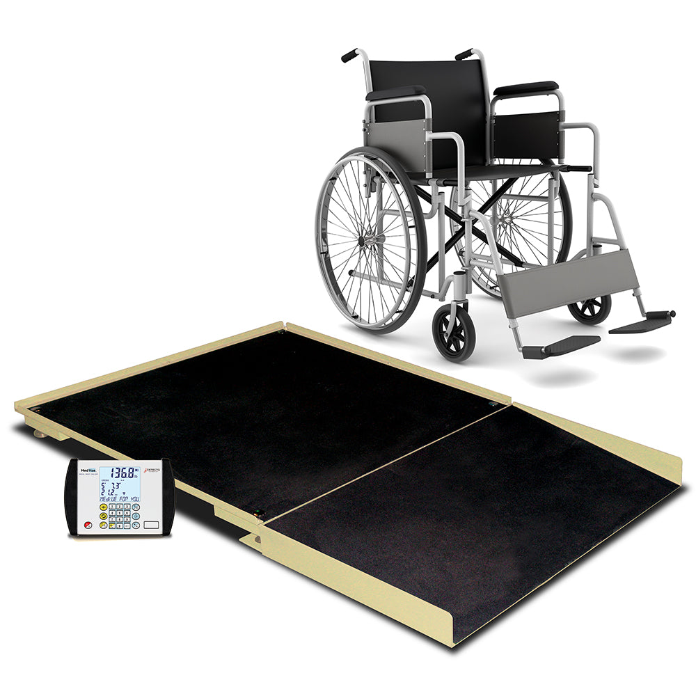 Detecto 3' x 3' Floor Scale with Ramp and MV1 Indicator - Black, 1,000 lb x 0.2 lb