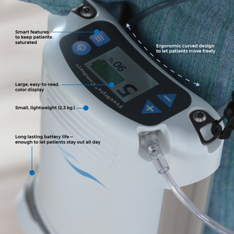 Features of the Caire Freestyle Comfort portable oxygen concentrator