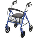 Four Wheel Rollator Rolling Walker with Fold Up Removable Back Support, Blue