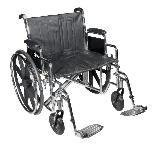Drive Sentra EC Heavy Duty Wheelchair, Detachable Desk Arms, Elevating Leg Rests, 24" Seat
