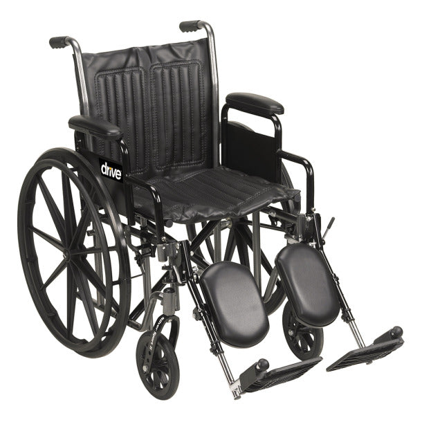 Drive Medical Silver Sport 2 Wheelchair, Detachable Full Arms, Swing Away Footrests, 18" Seat