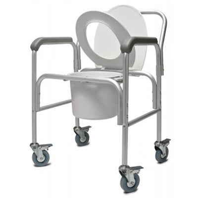 Graham Field 3 in-1 Aluminum Commode, Back Bar and Casters, 2 Each Per Case