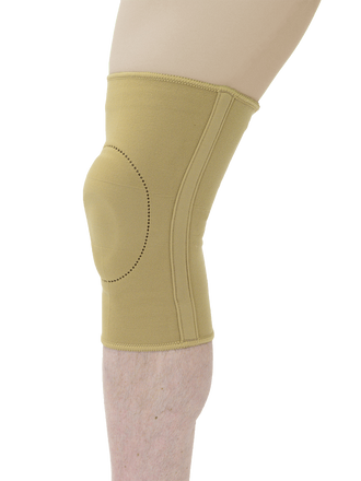 MAXAR Elastic Knee Brace with Donut-Shaped Silicone Ring and Metal Stays - Beige