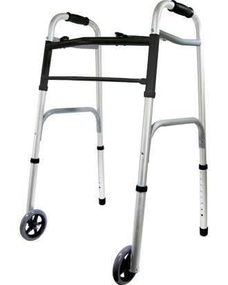 Deluxe 2-Button Folding Walker with 5" Wheels