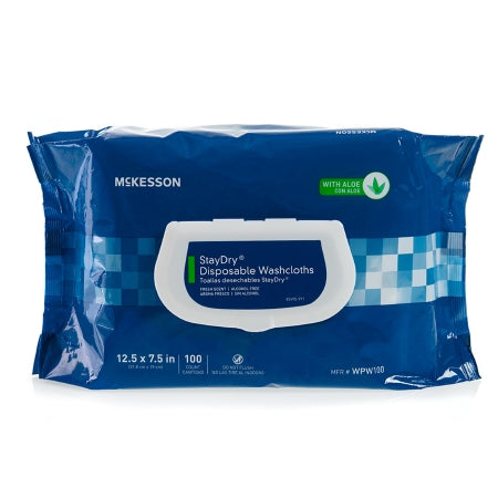 McKesson Disposable Washcloths with Aloe/ Vitamin E - 100 Count