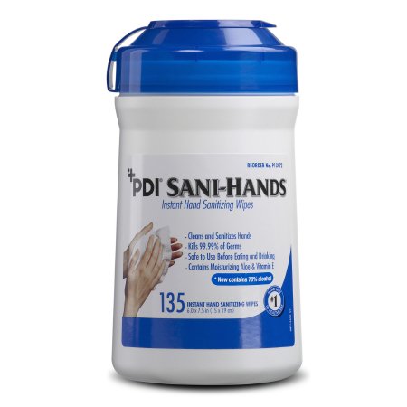 PDI Sani-Hands Hand Sanitizing Wipe Ethyl Alcohol Wipe Canister - 135 Count