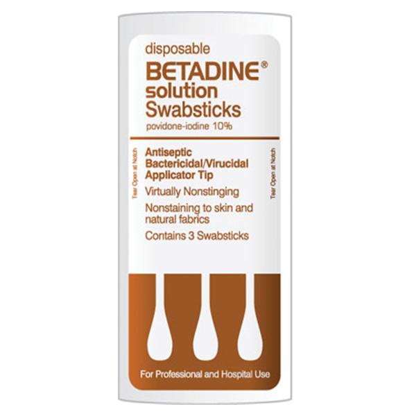 Betadine Antiseptic Solution Swab Stick 3's With 3 Swabs (50 Count)