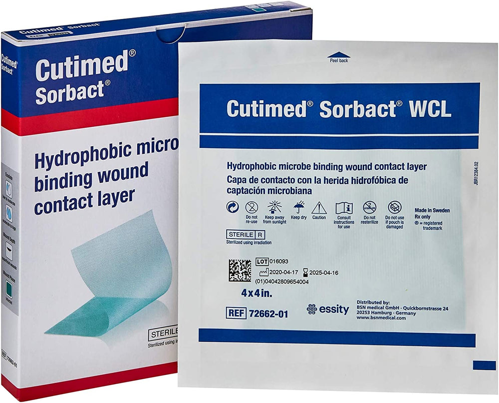 BSN Antimicrobial Wound Contact Layer Dressing Cutimed Sorbact 4" x 4" - Box of 10