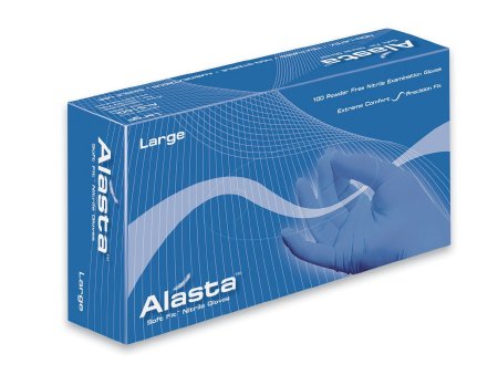 Alasta Powder-Free Nitrile Examination Gloves - Large 100 Count