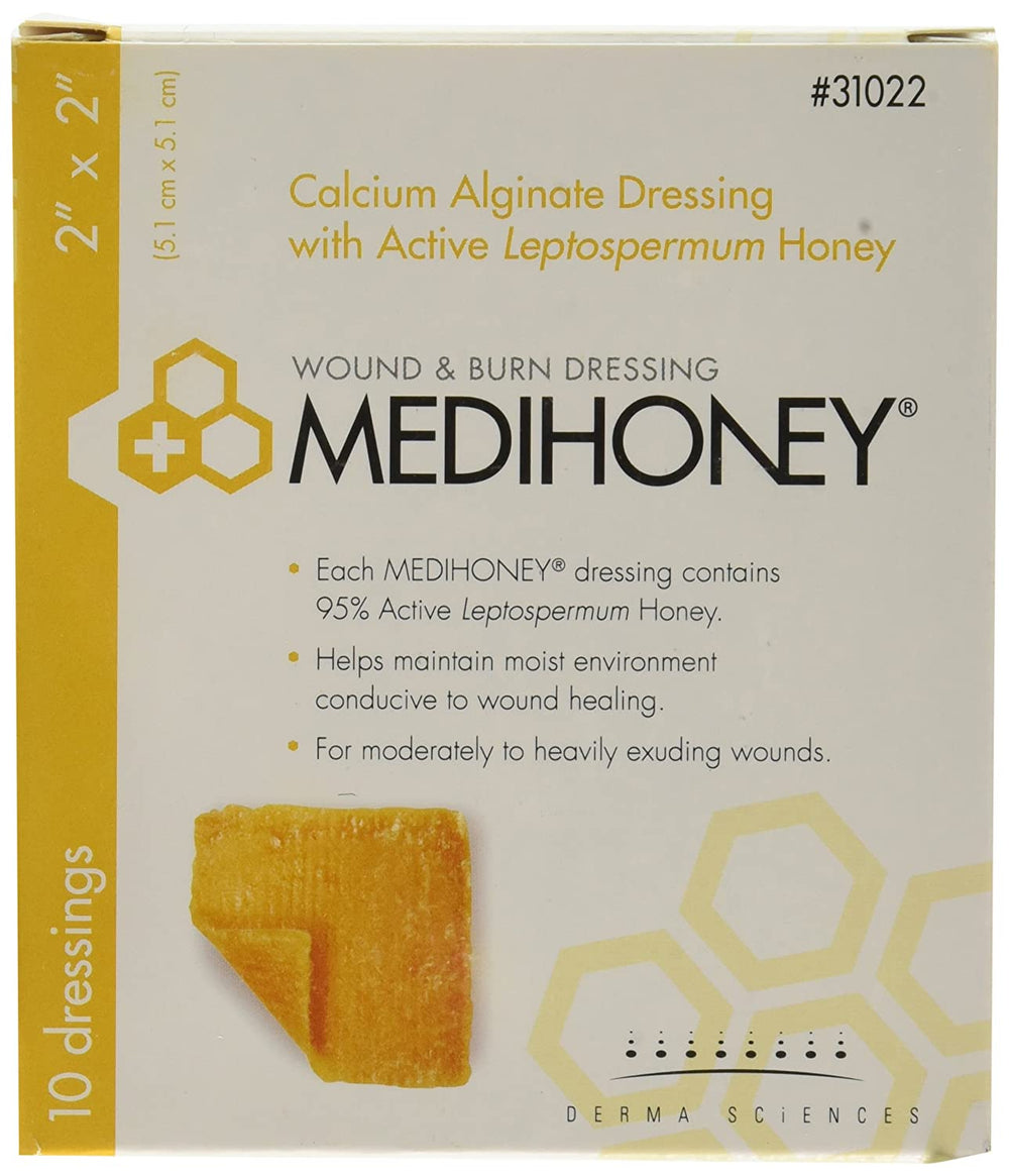 Derma Sciences Medihoney Calcium Alginate Dressing, 2 in. x 2 in. - Pack of 10
