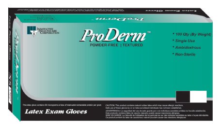 ProDerm Powder-Free Textured Latex Exam Gloves - Large (100 Count)