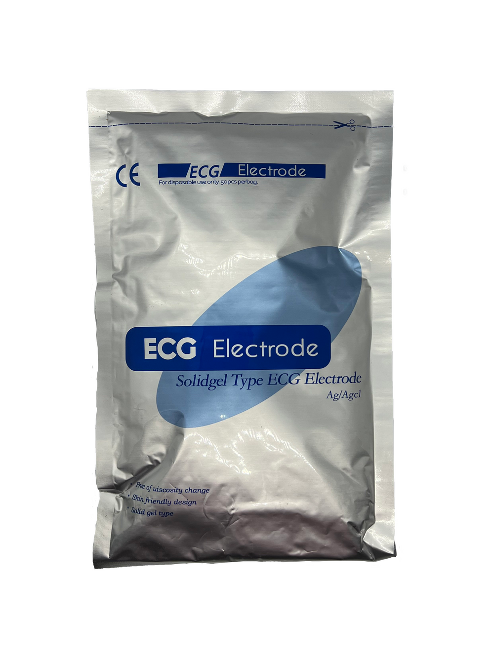 EKG Snap Electrode, Round 55mm Foam - Pack of 50