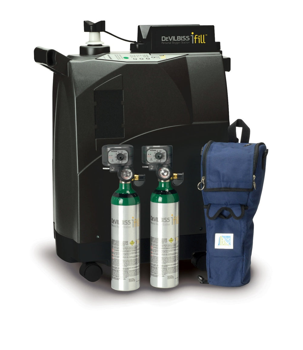 iFill Personal Oxygen Station, Carrying Case, 2 ML6 PD1000 Cylinders