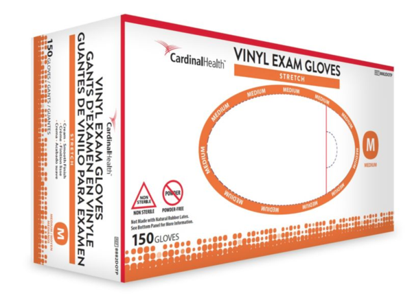 CardinalHealth Vinyl Stretch Exam Gloves - Medium 150 Count