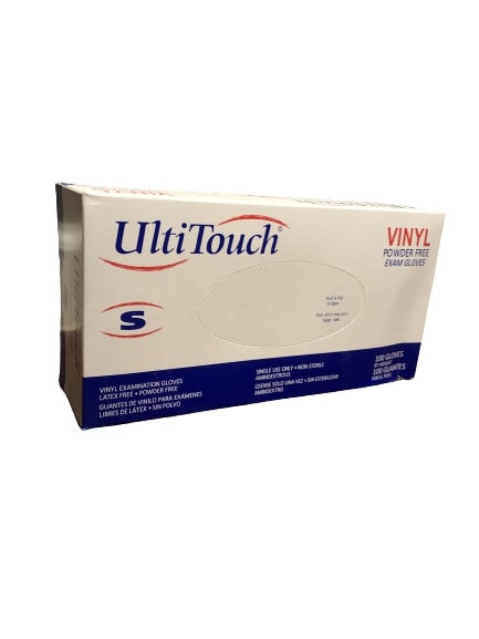 UltiTouch Vinyl Exam Glove White - Small 100 Count