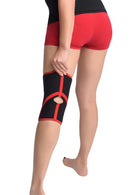 MAXAR Bio-Magnetic Airprene Knee Brace - Open Patella, Terrycotton Lining - Black w/Red Trim