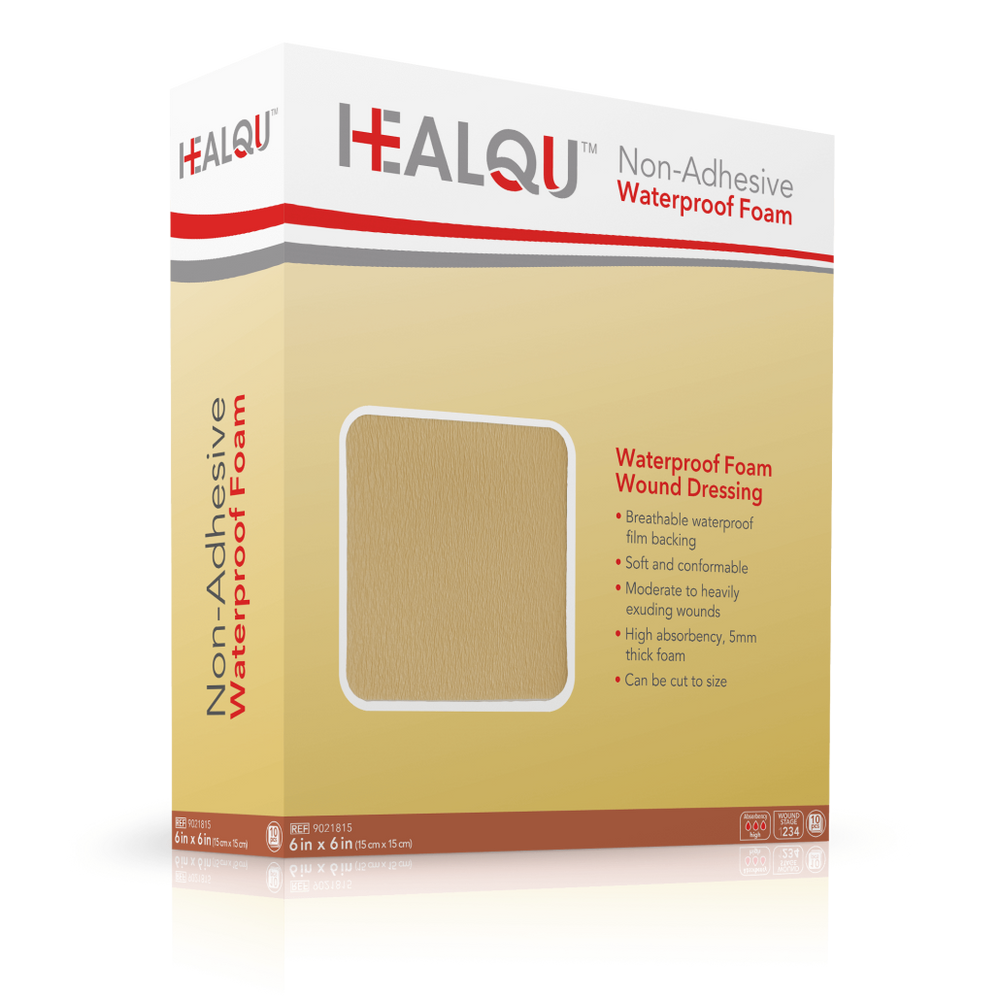 HealQu Non-Adhesive Waterproof Foam Dressing - Box of 10