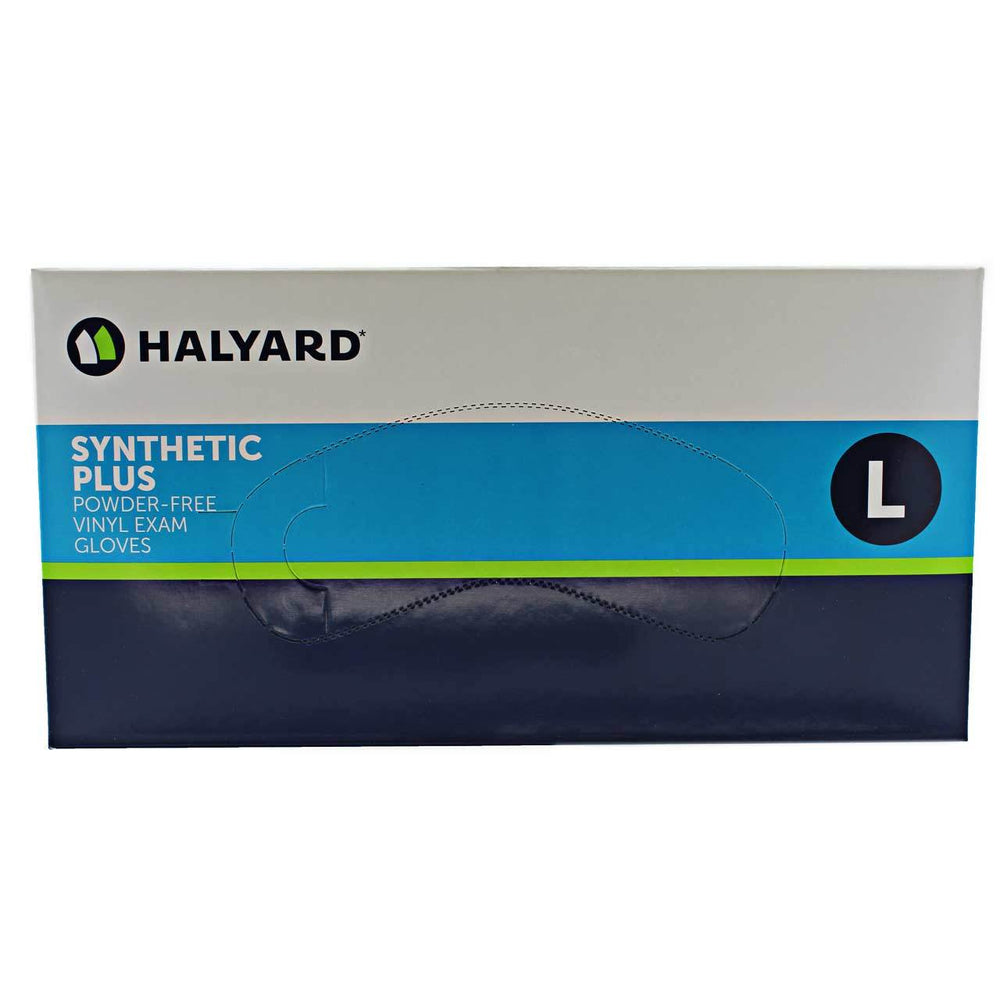 Halyard Synthetic Plus Vinyl Exam Gloves White, Large - 100 Count