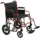 Bariatric Heavy Duty Transport Wheelchair with Swing Away Footrest, 20" Seat, Red