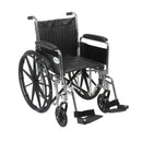 Chrome Sport Wheelchair, Detachable Full Arms, Swing away Footrests, 20" Seat