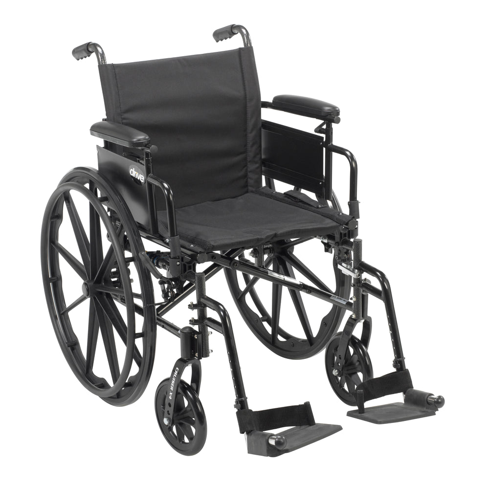 Cruiser X4 Lightweight Dual Axle Wheelchair with Adjustable Detachable Arms, Desk Arms, Swing Away Footrests, 20" Seat