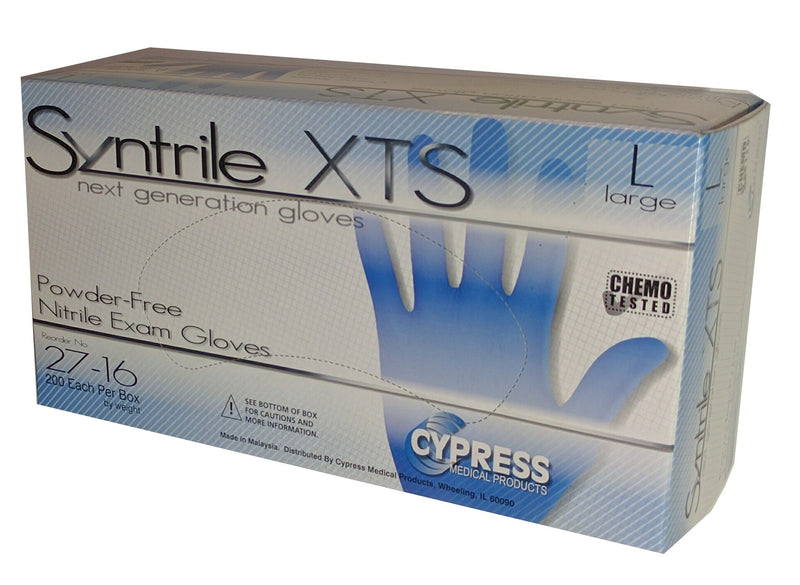 Syntrile XTS Powder Free Cuff Length Chemo tested Nitrile Exam Gloves - Large (200 count)