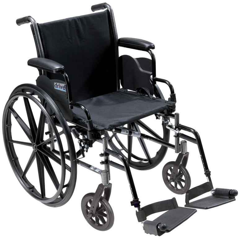 Cruiser III Light Weight Wheelchair with Flip Back Removable Arms, Desk Arms, Swing away Footrests, 20" Seat