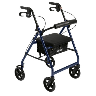 Aluminum Rollator Rolling Walker with Fold Up and Removable Back Support and Padded Seat, Blue