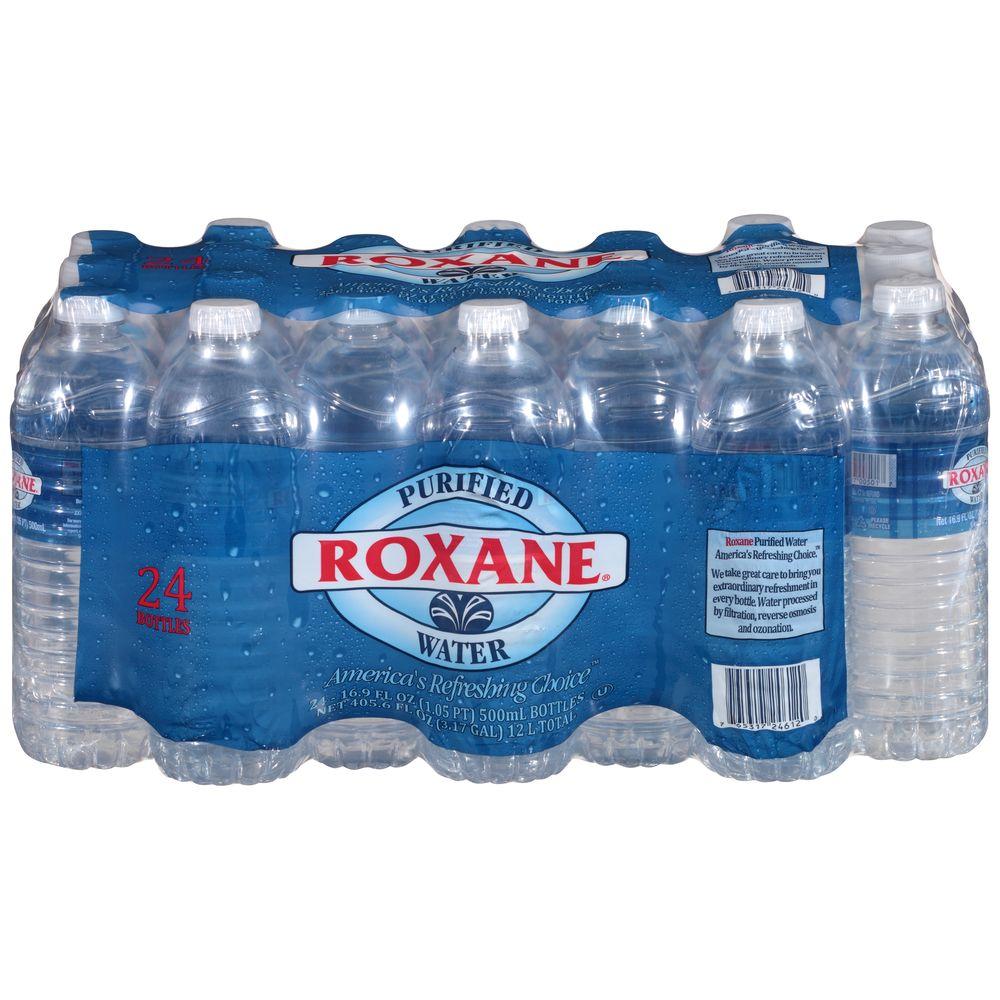 Roxane Purified Drinking Bottled Water, 1 case of 24 bottles