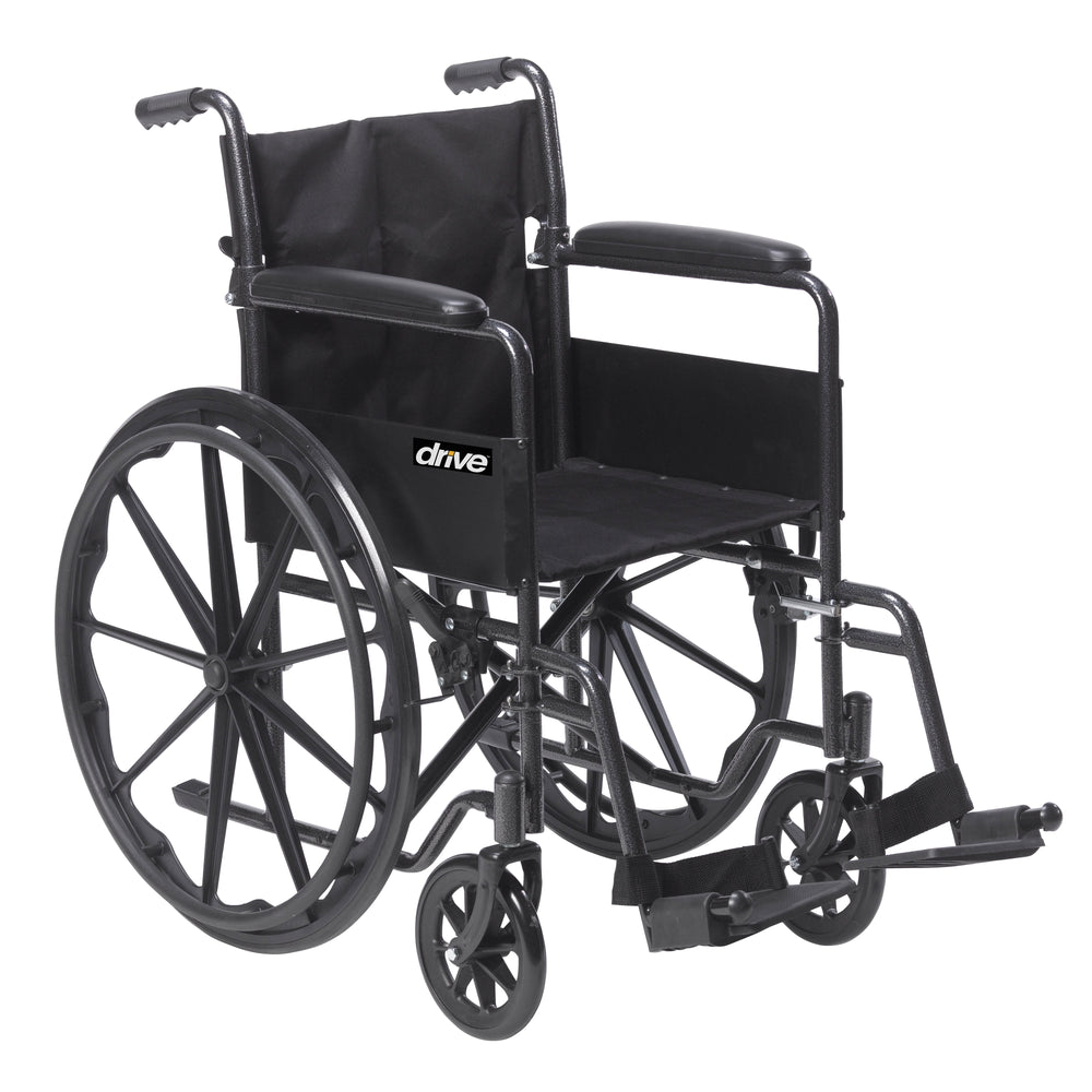 Silver Sport 1  18"Wheelchair with Full Arms and Swing away Removable Footrest