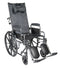 Silver Sport Reclining Wheelchair with Elevating Leg Rests, Detachable Desk Arms, 16" Seat