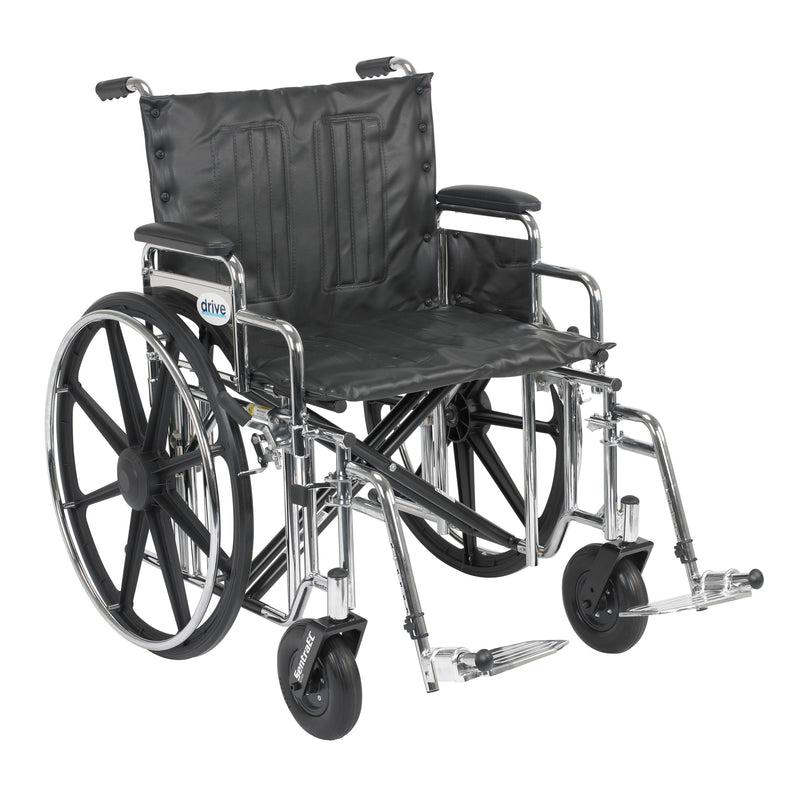 Sentra Extra Heavy Duty Wheelchair, Detachable Desk Arms, Swing away Footrests, 22" Seat