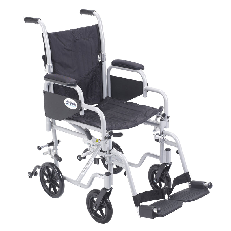 Poly Fly Light Weight Transport Chair Wheelchair with Swing away Footrests, 16" Seat